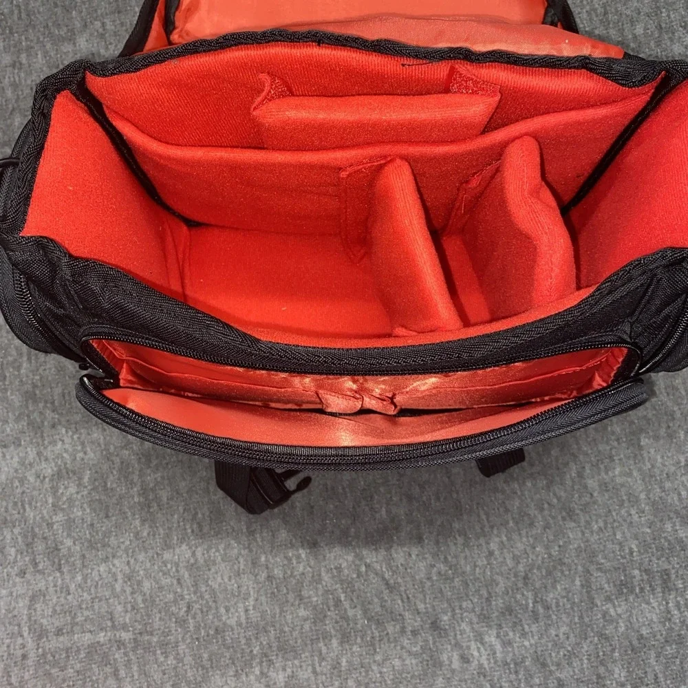 CADeN Camera Bag Case Shoulder‎ Strap Large Black Red Pockets Nikon Canon Sony